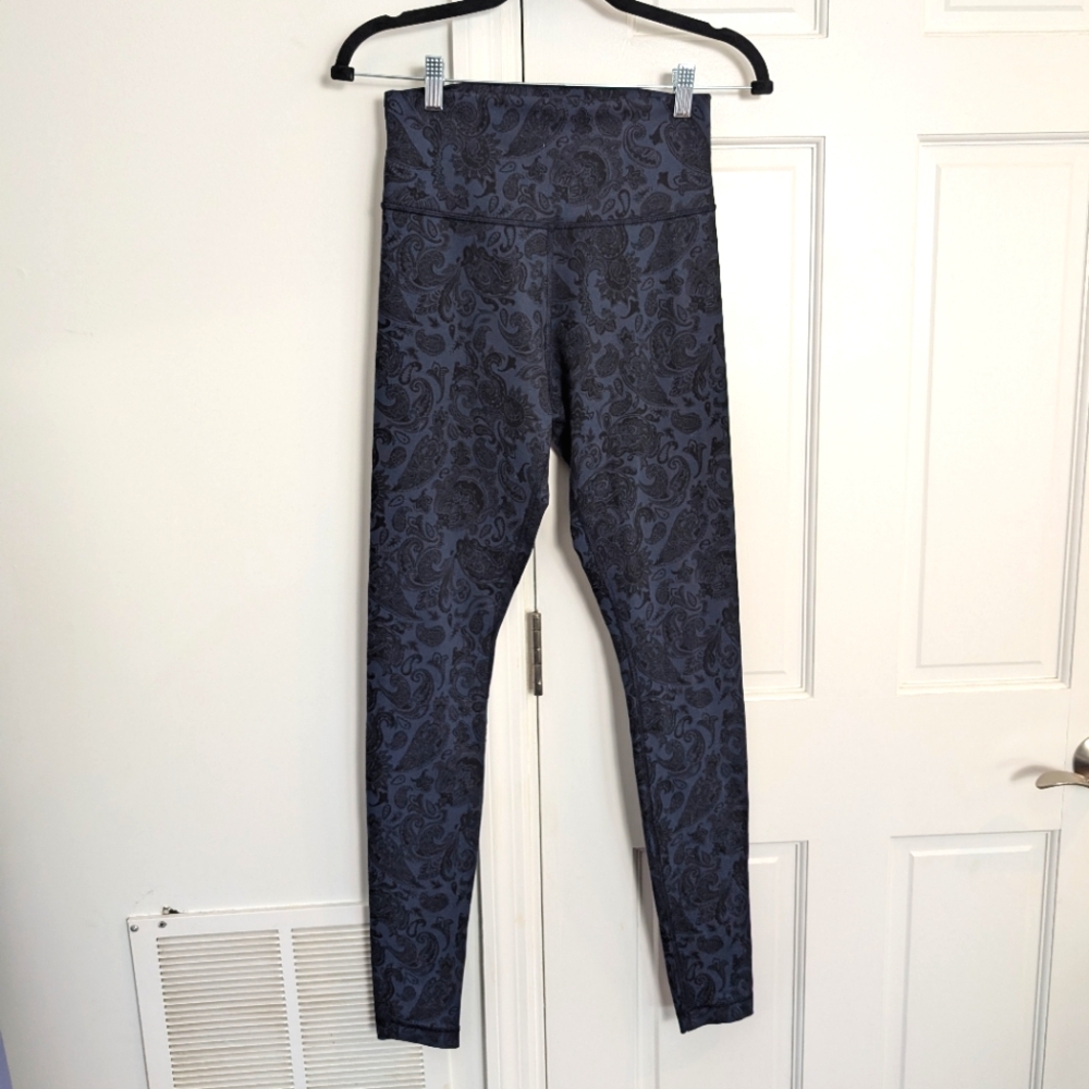 EUC Lululemon Wunder Under Hi-Rise Full Tight | Paisley Inkwell Blue Black | 4